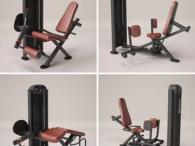 Gym Fitness Machine With Red Padded Seat Black Frame Multiple Angles View Design 3d model