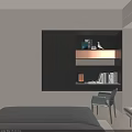 Modern Wardrobe With Black Panels White Cabinetry Open Design Bookshelf Table Lamp And Chair