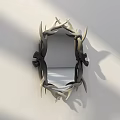 Decorative Antler Frame with Black Bows on White Wall and Shadow Effects 3d model
