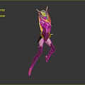 Game and Movie Female Character with Orange Hair Horns White Black Outfit and Yellow Boots