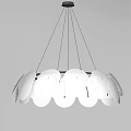 Modern Minimalist Chandelier With White Circular Shades And Metal Hanging Wires