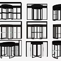 Various Revolving Door Designs With Glass Panels Metal Frames And Color Options