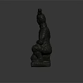 Ancient Terracotta Warrior Sculpture In Kneeling Posture With Traditional Armor Design