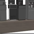 Four Modern Gray Vertical Household Appliances Arranged In A Row With Sleek Design