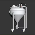 Stainless Steel Industrial Tank With Conical Bottom Mobile Wheels And Top Valves