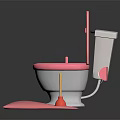 Pink Toilet Living Supplies With Seat Brush Paper Roll And Floor Mat