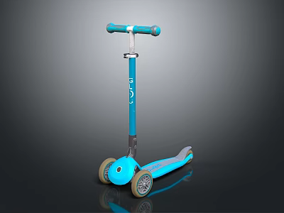 Kids Blue Scooter With Two Wheels Adjustable Handle And Fun Design 3d model