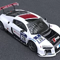 Audi R8 Race Car With White Black Livery Rear Spoiler Number 28 And Racing Team