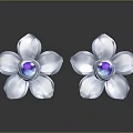 Elegant Flower Shaped Transparent Petals Earrings Featuring Shiny Gemstone Center