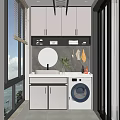 modern balcony washing machine cabinet 3d model