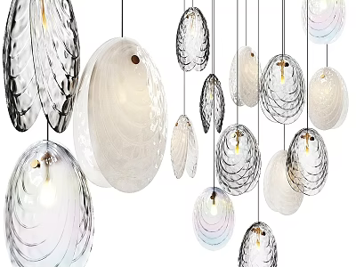 Modern Shell Shaped Hanging Chandeliers With Transparent Glass Glossy Design for Interior Decor 3d model