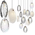 Modern Shell Shaped Hanging Chandeliers With Transparent Glass Glossy Design for Interior Decor