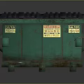 Green Industrial Waste Container With Corrugated Lid And Caution Labels