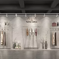 Modern Glass Display Shelves For Fashion Clothes With Lighting In Clothing Store