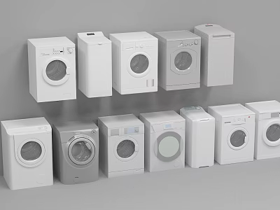 Different Washing Machine Models With Front Load Design And Various Colors 3d model