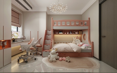 Modern Children's Room Girls Room 3d model