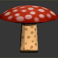 Decorative Red Mushroom Lamp With White Spots Yellow Stem And Brown Dots