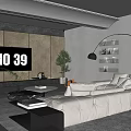 Modern Living Room Interior With White Sofa Black Coffee Table Large TV And Potted Plant