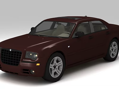 Dark Red Sedan Car With Modern Grille And Silver Alloy Wheels Design 3d model