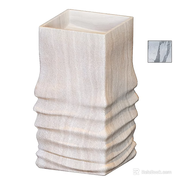 Modern Textured Washbasin With White Marble Pattern And Vertical Ridged Design 3d model 
