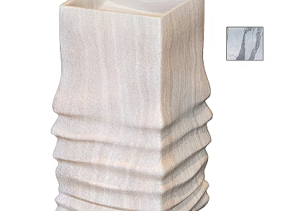 Modern Textured Washbasin With White Marble Pattern And Vertical Ridged Design 3d model