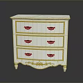 White Classic Wooden Chest of Drawers With Carved Details And Metal Handles