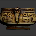Ancient Ornate Ceramic Vessel Featuring Dragon Handles And Intricate Gold Decorative Patterns 3d model