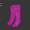 Elegant Light Colored Knee High Boots With Decorative Pattern And Vintage Style Design