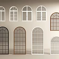 Various Arch and Grid Design Floor to Ceiling Windows in White Brown Black Colors
