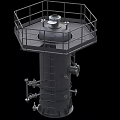 Heavy Duty Industrial Vertical Tank With Top Platform Guardrail Ladder And Pipeline Valve Connections