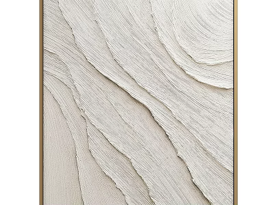 Abstract Textured Artwork With Wavy Lines Beige White Surface And Gold Frame 3d model