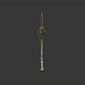 Medieval Metal Spear Weapon with Decorative Head and Pointed Tip Design
