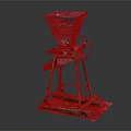 Vintage Old Rusty Blue Metal Machine With Wheel And Rusty Base 3d model