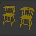 Wooden Single Chair with Spindle Back and Turned Legs in Brown Traditional Design