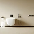 Poliform Modern White Wall Mounted Toilet With Toilet Brush Trash Bin And Control Panel