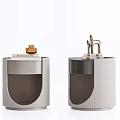 Stylish Modern Gray Bedside Tables Featuring Gold Accents And Textured Surfaces