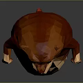 Low Poly Style Game Movie Character With Brown Beige Fur Big Eyes And Funny Expression