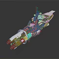Futuristic Watercraft Design with Advanced Multi Deck Structure and Antenna Systems