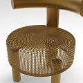 Golden Modern Stool With Curved Backrest And Circular Mesh Seat Design