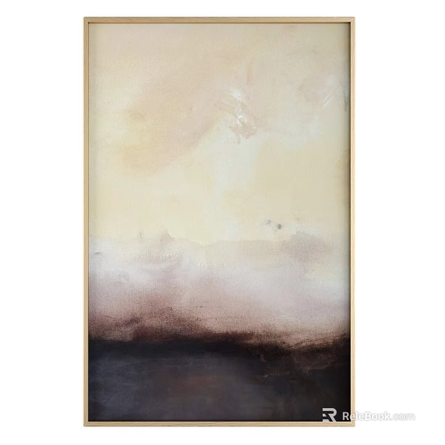 Modern Abstract Round Framed Painting With Beige Brown And Dark Tones Wall Art 3d model 