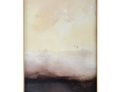 Modern Abstract Round Framed Painting With Beige Brown And Dark Tones Wall Art 3d model