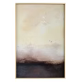 Modern Abstract Round Framed Painting With Beige Brown And Dark Tones Wall Art