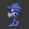 Blue Spiked Hedgehog Game Movie Character With Green Eyes White Gray Armor Holding Red Object