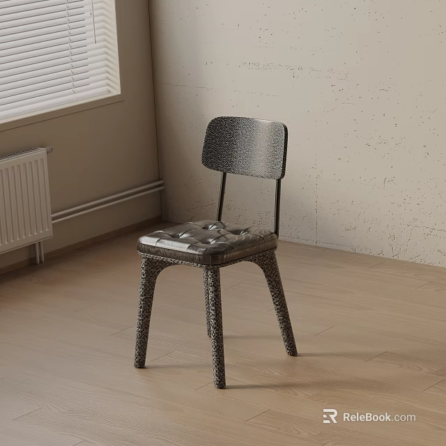 Dark Colored Woven Leisure Chair In Room With Light Wall Wooden Floor And Natural Light 3d model 