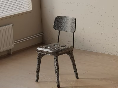 Dark Colored Woven Leisure Chair In Room With Light Wall Wooden Floor And Natural Light 3d model