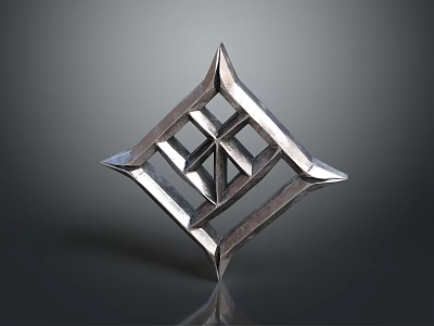 Polished Metal Geometric Component With Angular Edges And 3D Structure 3d model