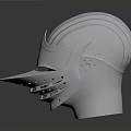 Medieval Weapon Helmet with Silver Metallic Finish and Striped Face Design