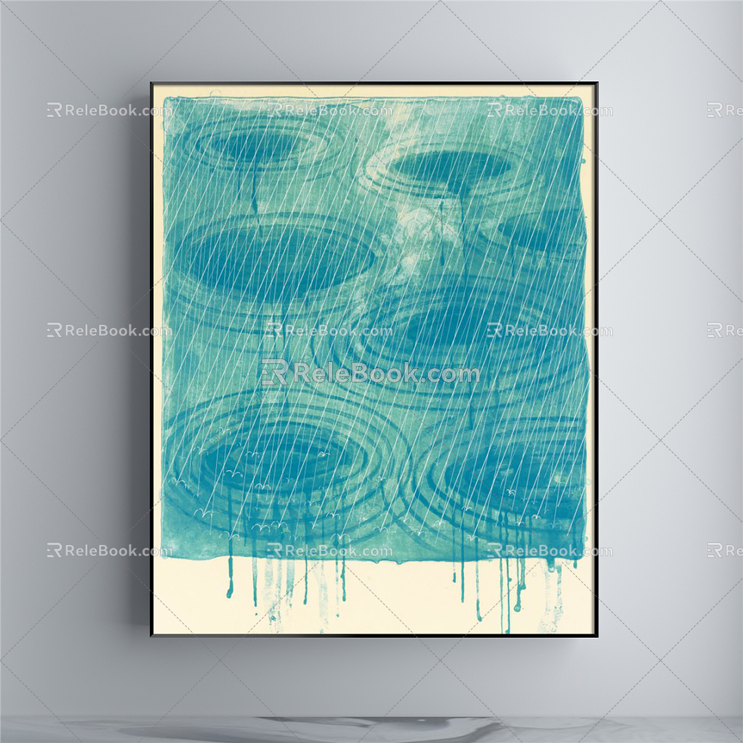 Modern abstract painting simple blue living room abstract decorative painting 3d model