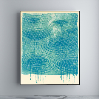 Modern abstract painting simple blue living room abstract decorative painting 3d model