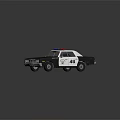 Black And White Police Car With Red Blue Police Lights Number 46 And Badge
